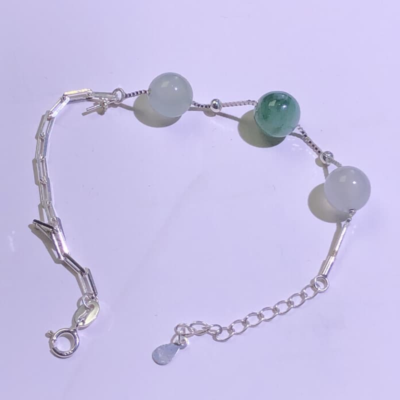 缅甸翡翠女款漂亮手链925银镶嵌